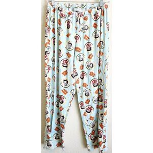 Betty Boop Light Blue Betty Boop Print PJ Bottoms Large Lightweight Soft Stretch
